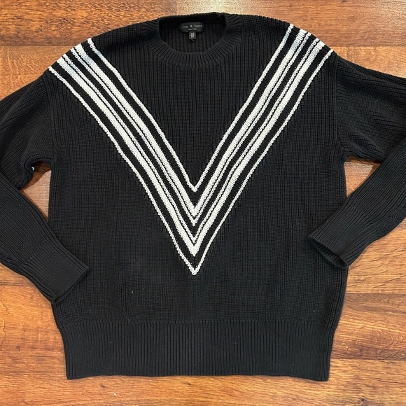 Rag & Bone Alps Cotton Crew Oversized Midweight Sweater in Black Size XS - Picture 1 of 6